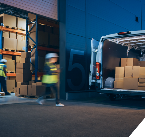 Muelle de carga furgoneta paquetería